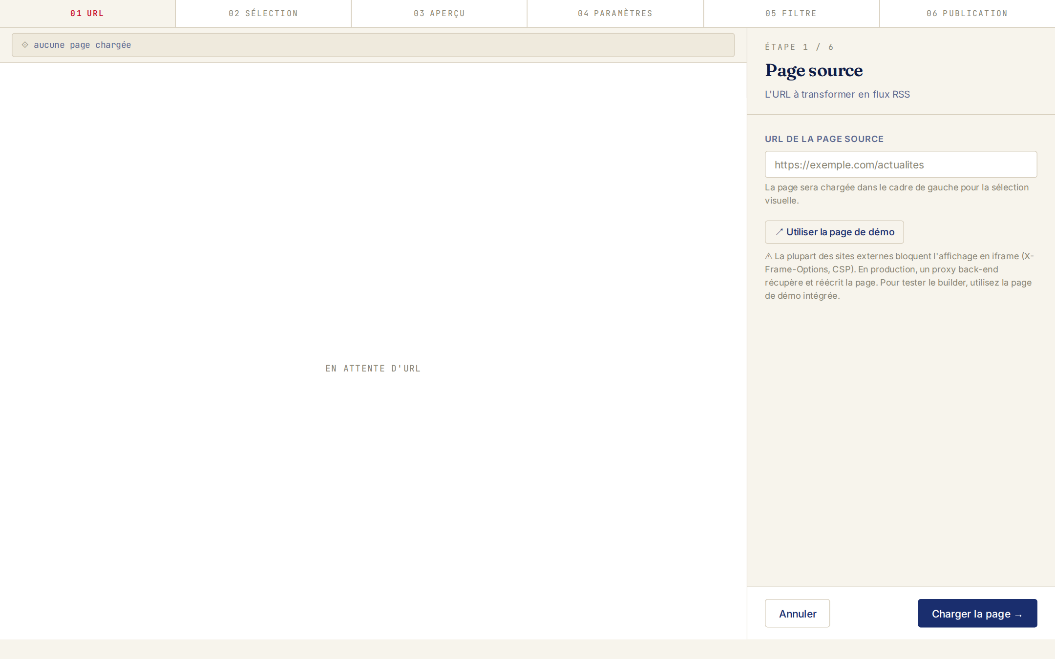 Étape 1 — Saisir l'URL de la page source