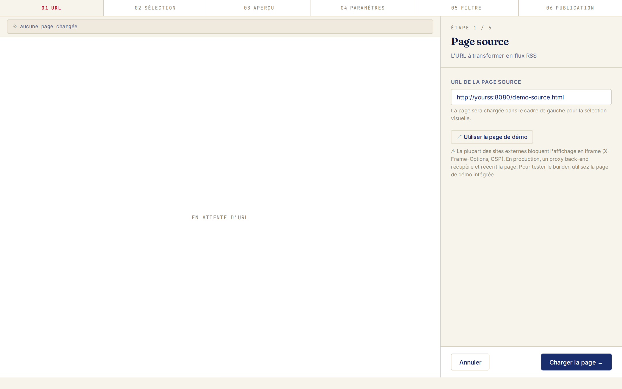 URL de la page démo saisie